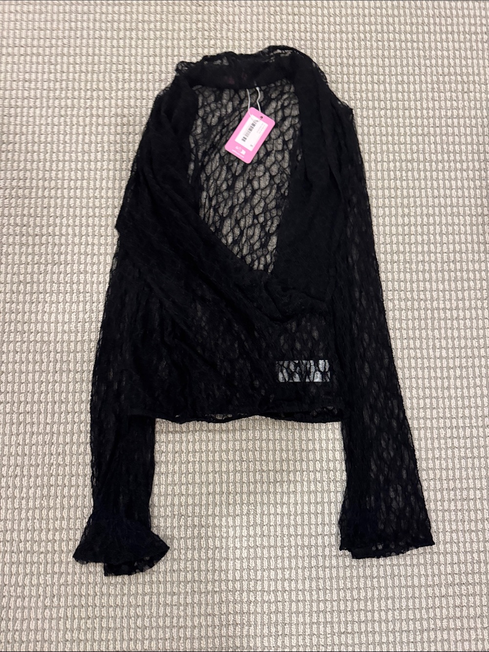 Edikted Black Sheer Lace Wrap Top